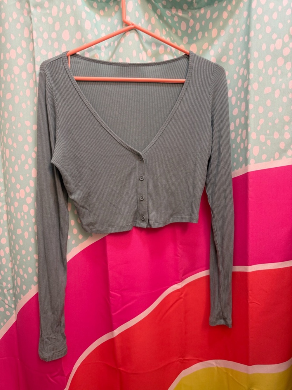 Cropped Alo Ribbed V-Neck Button Front Top